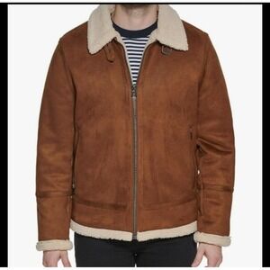 Calvin Klein Brown Sherpa Collar Bomber Jacket Mens Size S